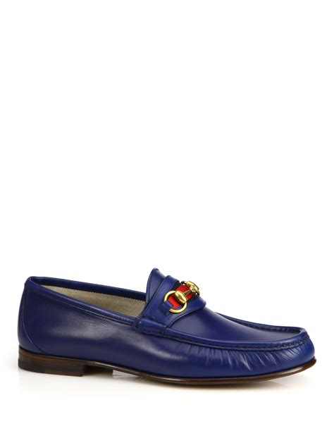 blue leather gucci horsebit loafer|gucci donnie horsebit leather loafers.